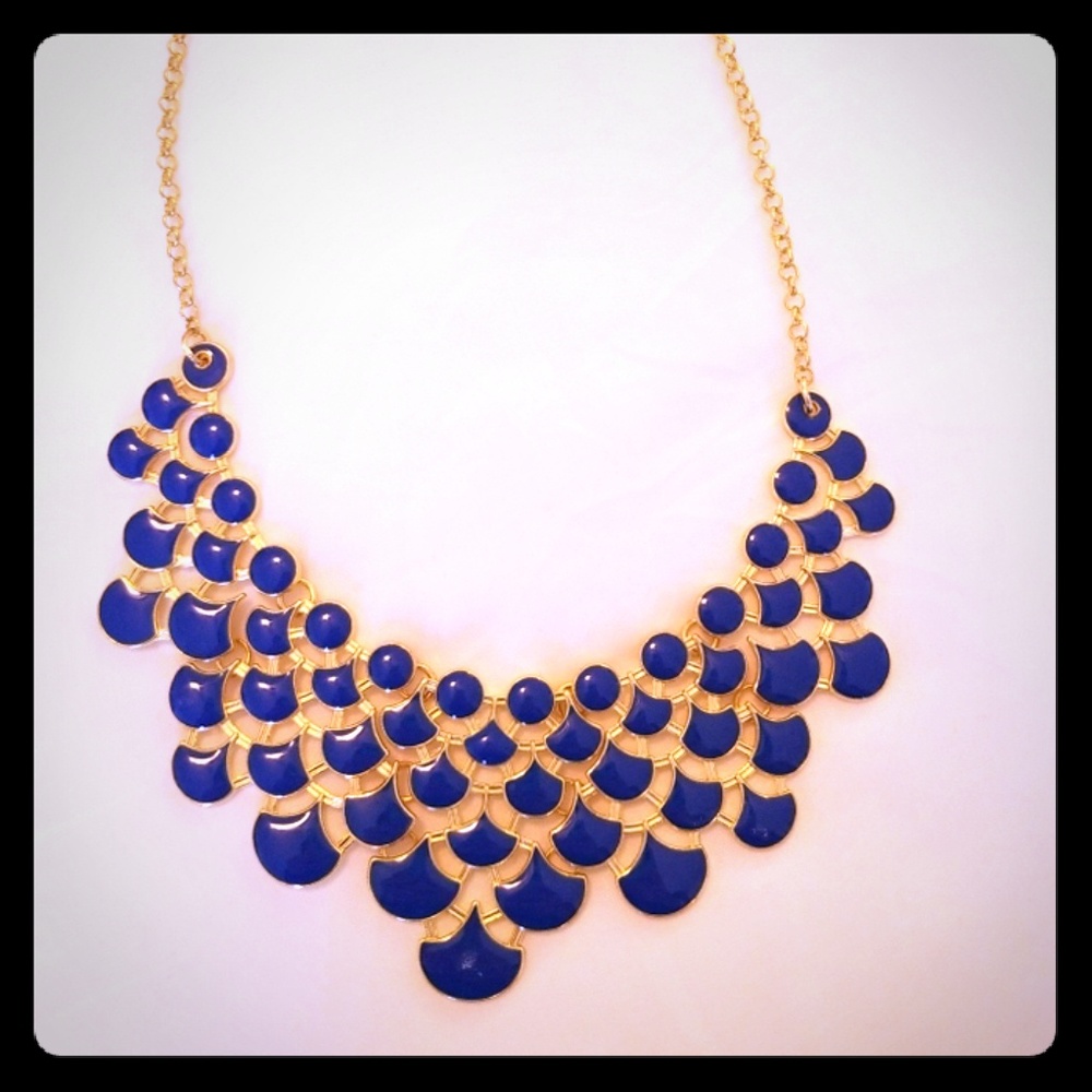 Blue and Gold Statement Necklace